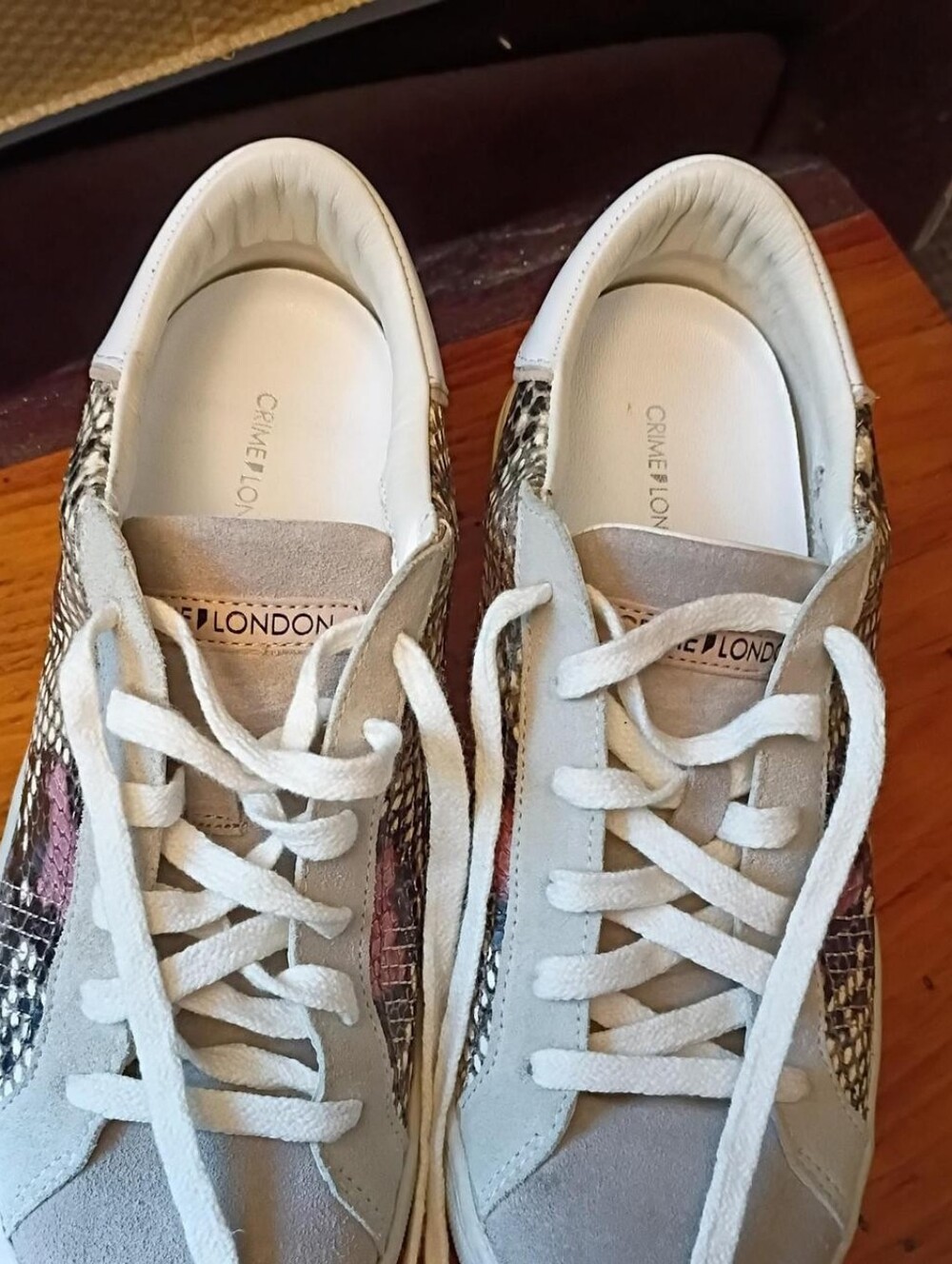 Crime London Brand Women's Sneakers w/ Snakeskin Print, Size 8.5-9.0